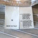 Brunello Cucinelli Monili Tab Cap Sleeve Shirt Taupe Striped Cotton Size Medium