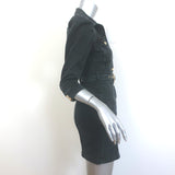 Retrofete Lema Puff Sleeve Mini Dress Black Stretch Denim Size Extra Small