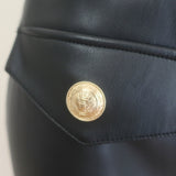 L'Agence Milann Vegan Leather Button-Front Midi Skirt Black Size 4