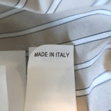 Brunello Cucinelli Monili Tab Cap Sleeve Shirt Taupe Striped Cotton Size Medium