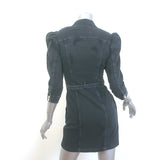 Retrofete Lema Puff Sleeve Mini Dress Black Stretch Denim Size Extra Small