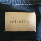 Retrofete Lema Puff Sleeve Mini Dress Black Stretch Denim Size Extra Small