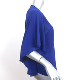 Hermes Cape Sleeve Blouse Cobalt Silk Size 38 V-Neck Top