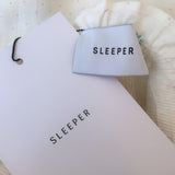 Sleeper Atlanta Smocked Midi Dress White Floral Print Linen Size Extra Small NEW