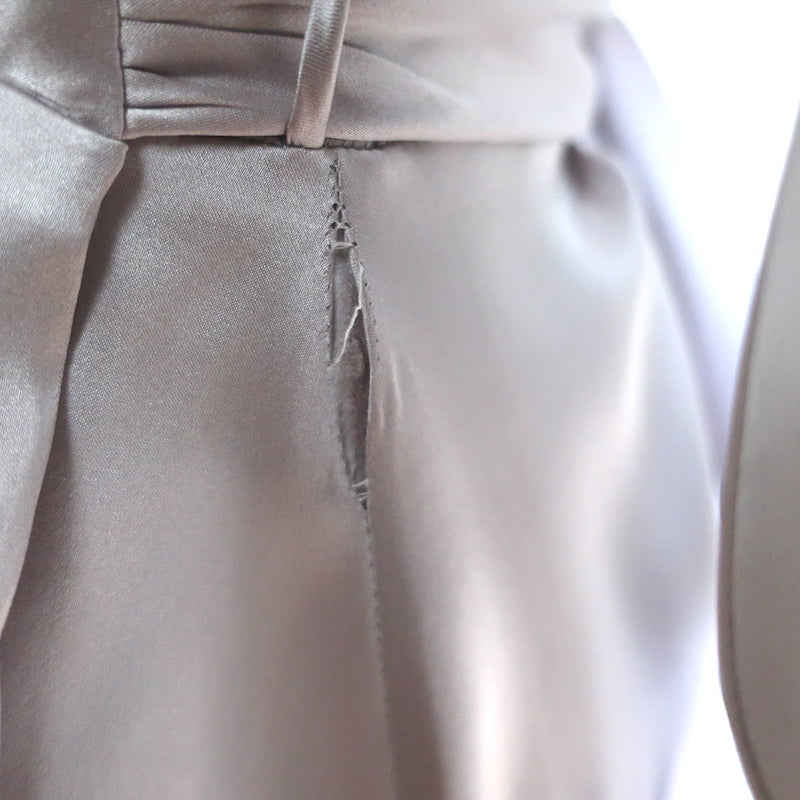 Zimmermann Blouson-Sleeve Mini Wrap Dress Lavender Silk Satin Size 2