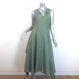 Loewe Paula's Ibiza Draped Tie-Waist Sleeveless Midi Dress Sage Poplin Size 40