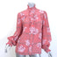 Gucci Ruffle Blouse Pink Floral Chain Print Silk Size 40 Long Sleeve Top