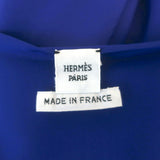 Hermes Cape Sleeve Blouse Cobalt Silk Size 38 V-Neck Top