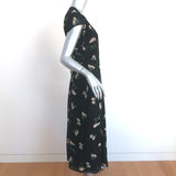 Reformation Carina Midi Wrap Dress Black Floral Print Crepe Size Small