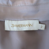 Zimmermann Blouson-Sleeve Mini Wrap Dress Lavender Silk Satin Size 2