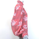 Gucci Ruffle Blouse Pink Floral Chain Print Silk Size 40 Long Sleeve Top