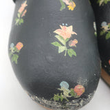 Saint Laurent Floral Print Studded Clogs Black Leather Size 39.5