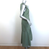 Loewe Paula's Ibiza Draped Tie-Waist Sleeveless Midi Dress Sage Poplin Size 40