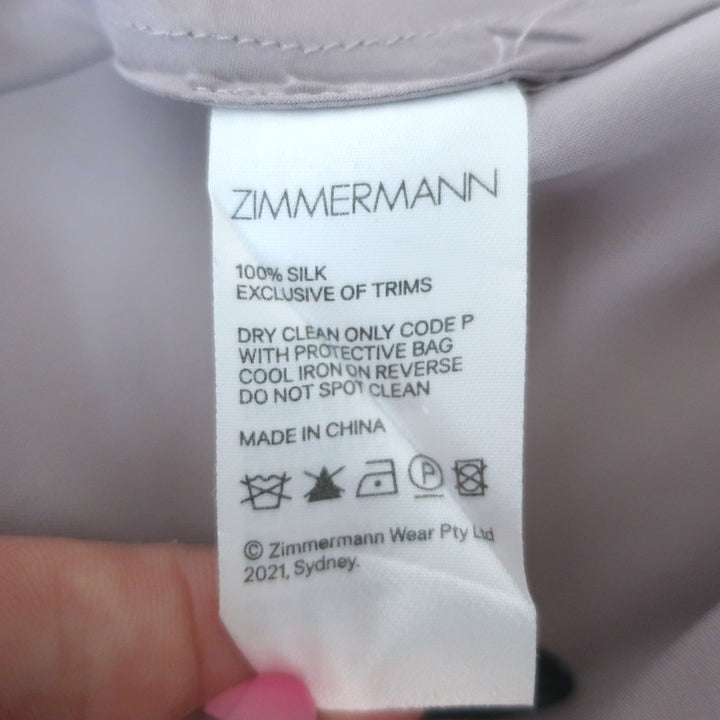 Zimmermann Blouson-Sleeve Mini Wrap Dress Lavender Silk Satin Size 2