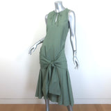 Loewe Paula's Ibiza Draped Tie-Waist Sleeveless Midi Dress Sage Poplin Size 40