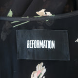 Reformation Carina Midi Wrap Dress Black Floral Print Crepe Size Small