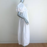 Cecilie Bahnsen Chloe Ruffled Midi Dress White Smocked Stretch Cotton Size US 2