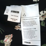 Reformation Carina Midi Wrap Dress Black Floral Print Crepe Size Small