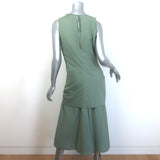 Loewe Paula's Ibiza Draped Tie-Waist Sleeveless Midi Dress Sage Poplin Size 40