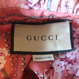 Gucci Ruffle Blouse Pink Floral Chain Print Silk Size 40 Long Sleeve Top