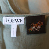 Loewe Paula's Ibiza Draped Tie-Waist Sleeveless Midi Dress Sage Poplin Size 40