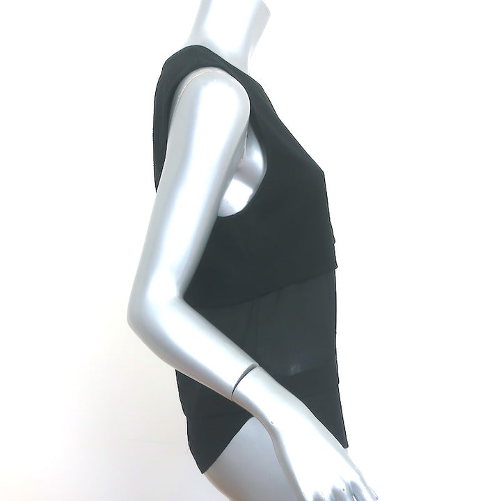 A.L.C. Layered Tank Top Palmer Black Knit &amp; Silk Size Small Sleeveless Blouse
