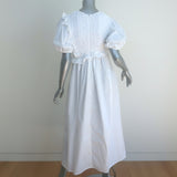 Cecilie Bahnsen Chloe Ruffled Midi Dress White Smocked Stretch Cotton Size US 2