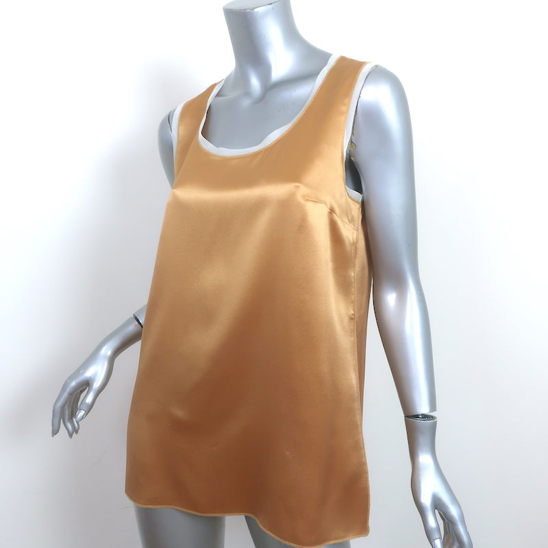 Dolce &amp; Gabbana Tank Top Gold Satin Size 42 Sleeveless Blouse