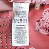 Gucci Ruffle Blouse Pink Floral Chain Print Silk Size 40 Long Sleeve Top