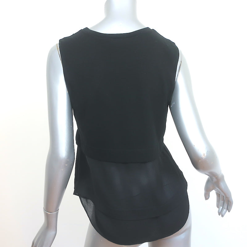 A.L.C. Layered Tank Top Palmer Black Knit &amp; Silk Size Small Sleeveless Blouse