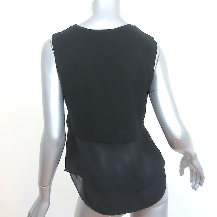 A.L.C. Layered Tank Top Palmer Black Knit &amp; Silk Size Small Sleeveless Blouse