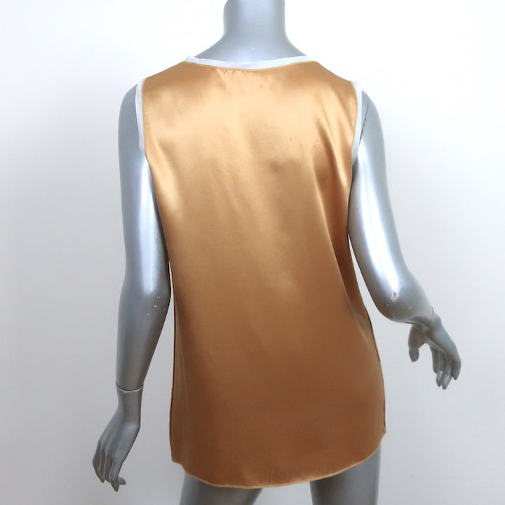 Dolce &amp; Gabbana Tank Top Gold Satin Size 42 Sleeveless Blouse