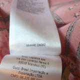 Gucci Ruffle Blouse Pink Floral Chain Print Silk Size 40 Long Sleeve Top