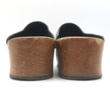 Saint Laurent Floral Print Studded Clogs Black Leather Size 39.5