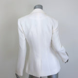 Cinq a Sept Cheyenne Rhinestone Pin Blazer Ivory Crepe Size 0