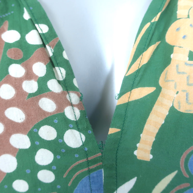 Velvet by Graham &amp; Spencer Midi Dress Green Floral Print Cotton Size Medium