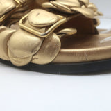 Valentino Atelier 03 Rose Edition Slide Sandals Gold Metallic Leather Size 39.5
