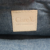 Clare V. Croc-Embossed Striped Flat Clutch Black Leather NEW