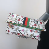 Clare V. Striped Foldover Clutch White Desert Flower Print Leather