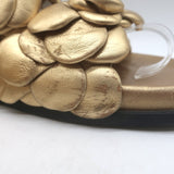 Valentino Atelier 03 Rose Edition Slide Sandals Gold Metallic Leather Size 39.5