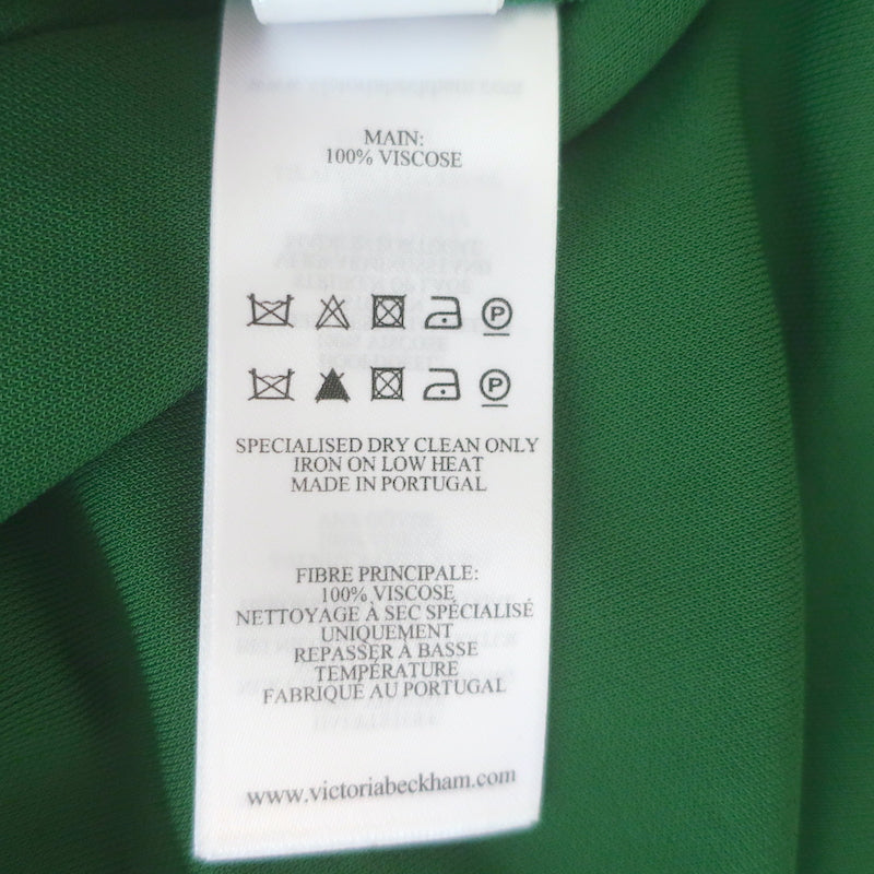 Victoria Beckham Slash-Neck Ruched Asymmetric Midi Dress Green Size US 2