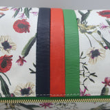 Clare V. Striped Foldover Clutch White Desert Flower Print Leather