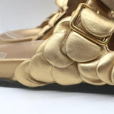 Valentino Atelier 03 Rose Edition Slide Sandals Gold Metallic Leather Size 39.5