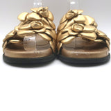 Valentino Atelier 03 Rose Edition Slide Sandals Gold Metallic Leather Size 39.5