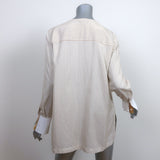 Brunello Cucinelli Contrast-Cuff Blouse Cream/Gold Striped Silk Size Medium