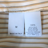 Brunello Cucinelli Contrast-Cuff Blouse Cream/Gold Striped Silk Size Medium