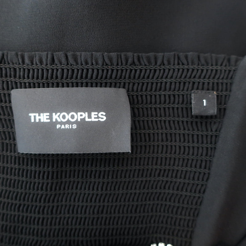 The Kooples Rhinestone-Strap Midi Dress Black Silk Size 1