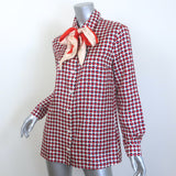 Gucci Blind for Love Scarf Blouse Dot Print Silk Twill Size 44 Long Sleeve Top