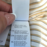 Brunello Cucinelli Contrast-Cuff Blouse Cream/Gold Striped Silk Size Medium