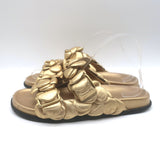 Valentino Atelier 03 Rose Edition Slide Sandals Gold Metallic Leather Size 39.5